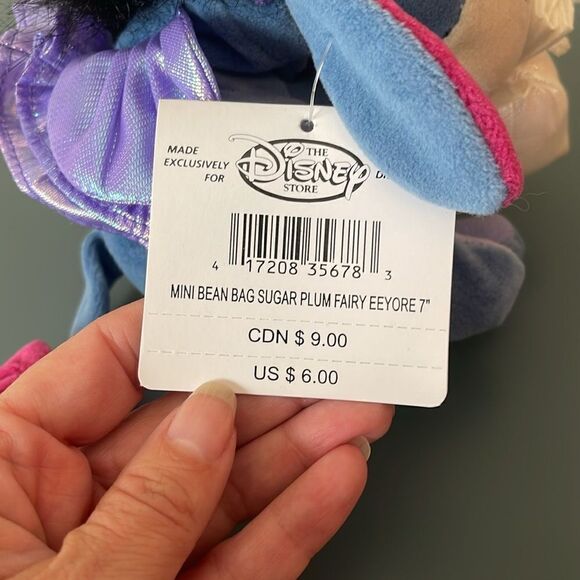 DISNEY Vintage 90s Sugar Plum Fairy Eeyore 7" Bean Bag Plush *NEW* - Picture 6 of 6